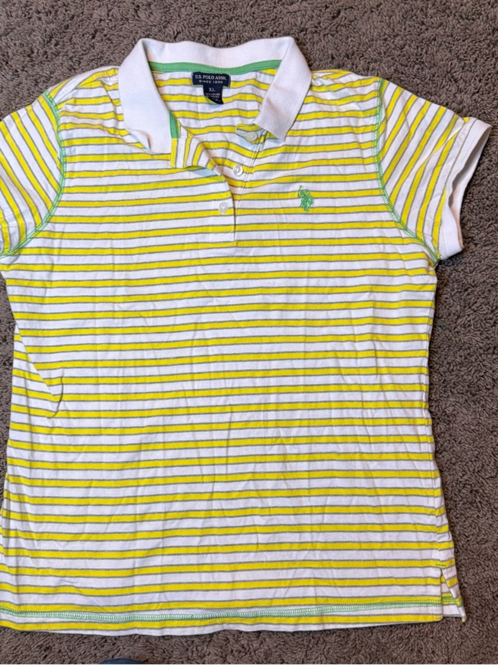 US Polo Assn yellow and green collared short sleeve women’s size XL SL 51